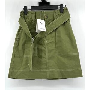 NWT Free Assembly Women's Paperbag Mini Skirt Size XS Olive Green